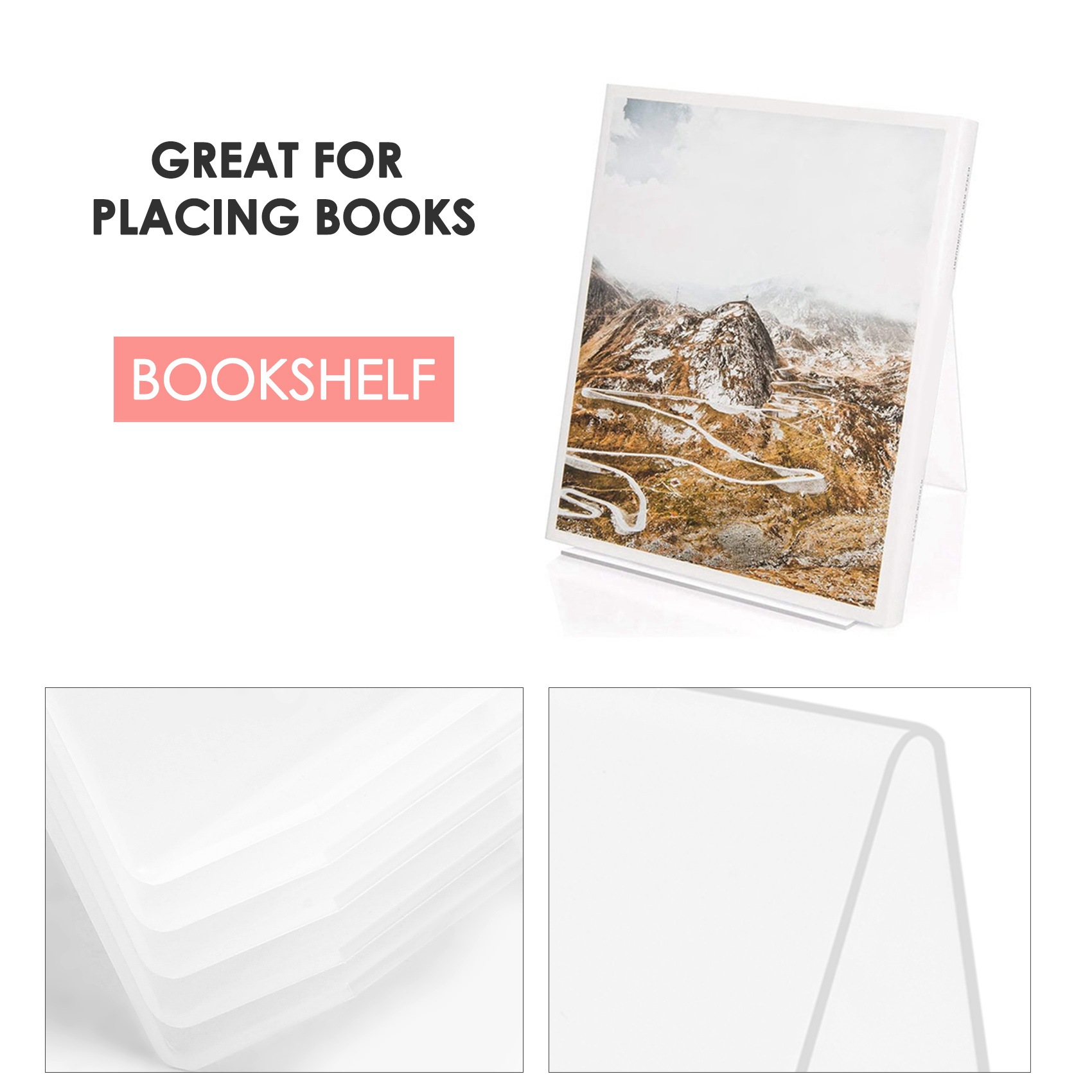 Clear Acrylic Book Stand Holder - COFA Acrylic Book Stand with Ledge,Transparent